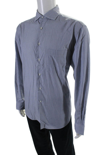 Ermenegildo Zegna Men's Button Down Long Sleeves Shirt Blue Striped Size 41