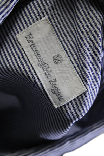 Ermenegildo Zegna Men's Button Down Long Sleeves Shirt Blue Striped Size 41