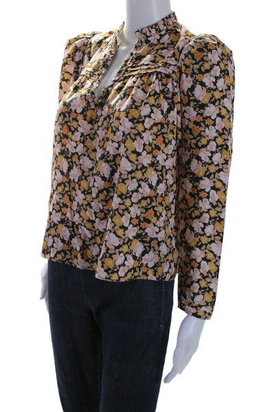 The Westside Women's V-Neck Long Sleeves Floral Boxy Blouse Size XS