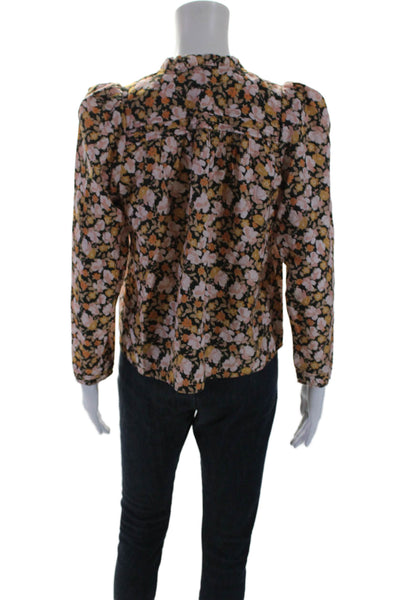 The Westside Women's V-Neck Long Sleeves Floral Boxy Blouse Size XS