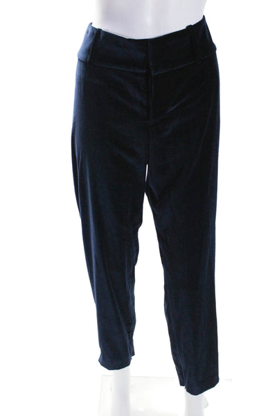 Alice + Olivia Womens Velvet Low Rise Straight Leg Dress Pants Dark Blue Size 12