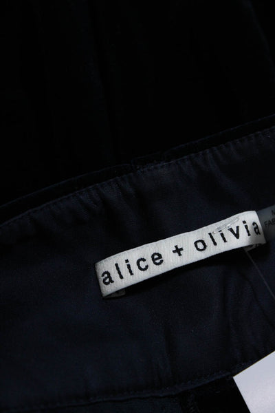 Alice + Olivia Womens Velvet Low Rise Straight Leg Dress Pants Dark Blue Size 12