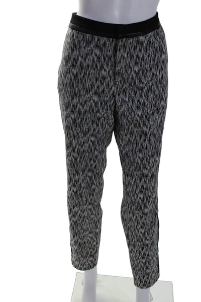Rebecca Taylor Womens Cotton Side Striped Straight Leg Pants White Black Size 12