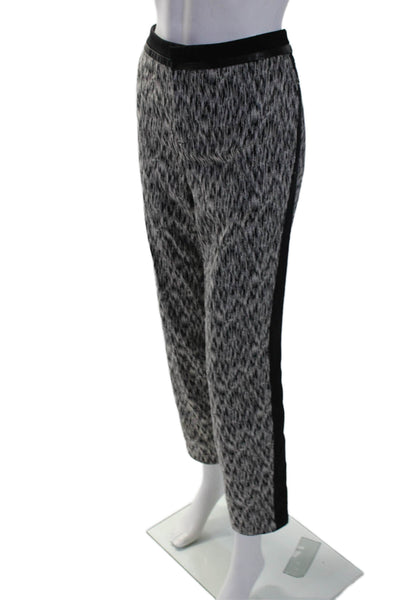 Rebecca Taylor Womens Cotton Side Striped Straight Leg Pants White Black Size 12