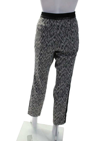 Rebecca Taylor Womens Cotton Side Striped Straight Leg Pants White Black Size 12