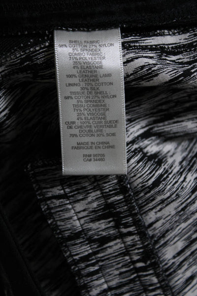 Rebecca Taylor Womens Cotton Side Striped Straight Leg Pants White Black Size 12