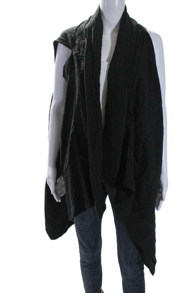 Nino Brand Womens Draped Open Front Vest Jacket Black Cotton Size 3