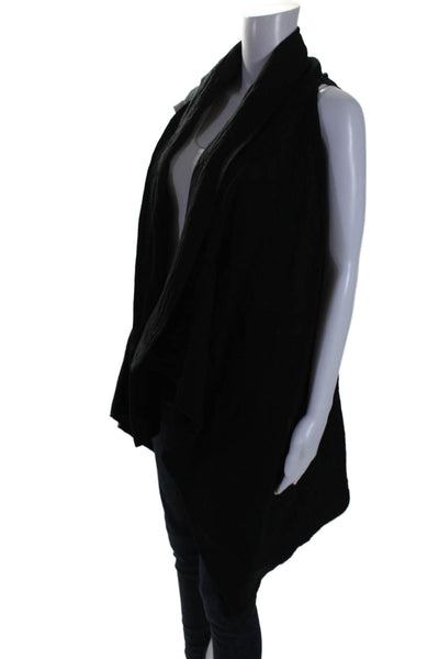 Nino Brand Womens Draped Open Front Vest Jacket Black Cotton Size 3