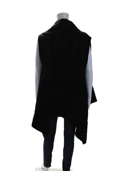 Nino Brand Womens Draped Open Front Vest Jacket Black Cotton Size 3