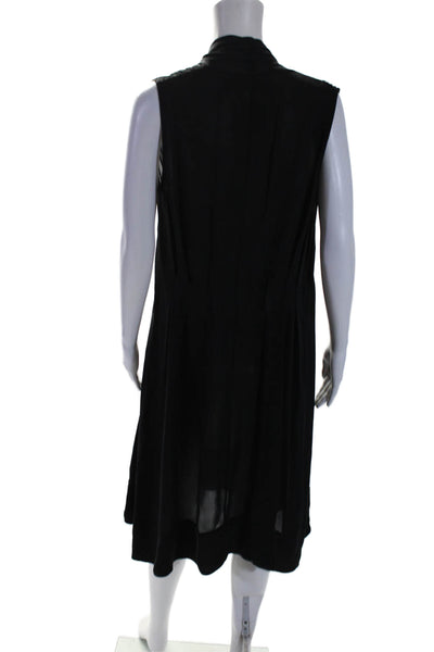 Gary Graham Womens Sleeveless V Neck Silk Midi Shift Dress Black Size 10