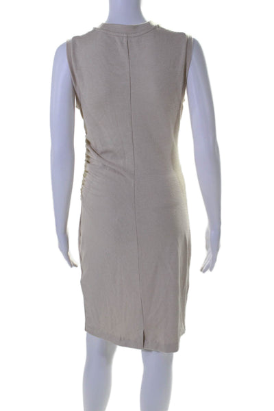 Vince Womens Ruched Sleeveless Pullover Body Con Dress Beige Size Extra Small