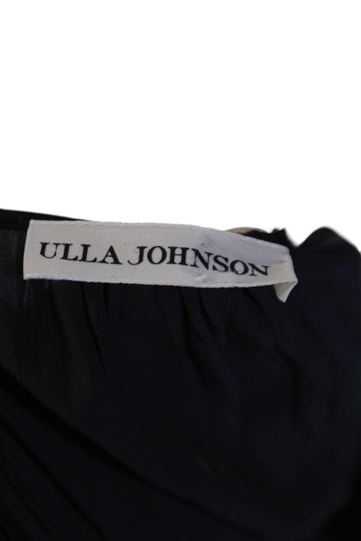 Ulla Johnson Womens Short Sleeves V Neck A Line Maxi Dress Black Size 6