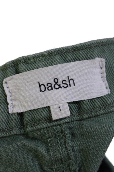 Ba&Sh Womens High Rise Zip Up Wide Leg Jeans Light Tea Green Cotton Size 4