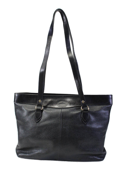 Delfino Womens Black Leather Zip Medium Shoulder Bag Handbag