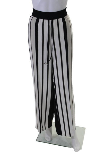 Lafayette 148 New York Womens Striped Wide Leg Pants White Black Size Medium