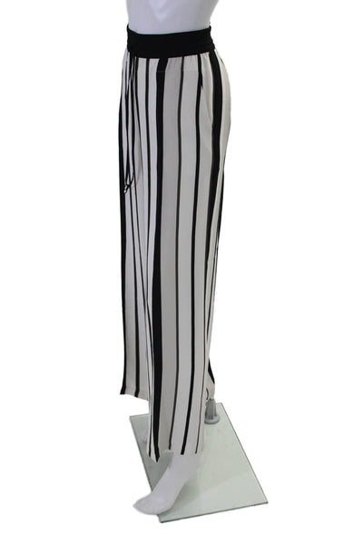 Lafayette 148 New York Womens Striped Wide Leg Pants White Black Size Medium