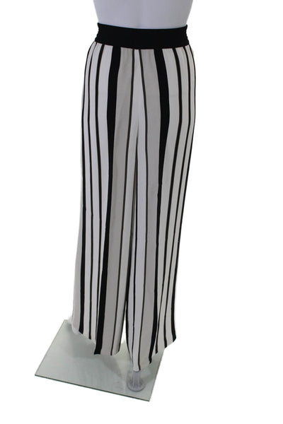 Lafayette 148 New York Womens Striped Wide Leg Pants White Black Size Medium