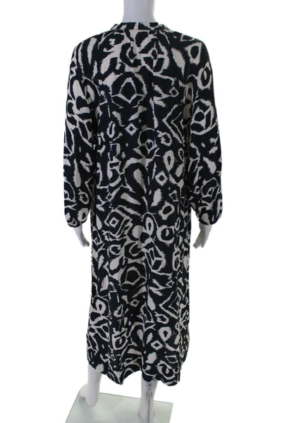 Zara Womens Abstract Print Button Down Maxi Dress White Black Size Extra Large