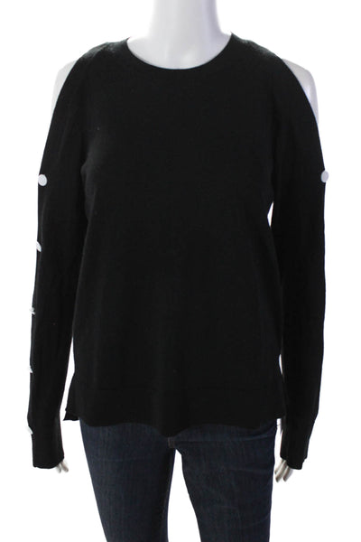 Veronica Beard Womens Long Sleeves Crew Neck Sweater Black Wool Size Large