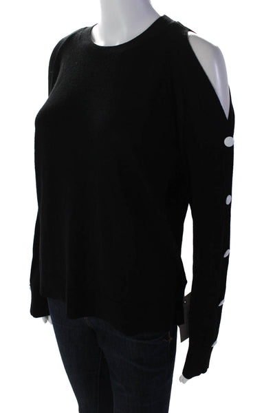 Veronica Beard Womens Long Sleeves Crew Neck Sweater Black Wool Size Large