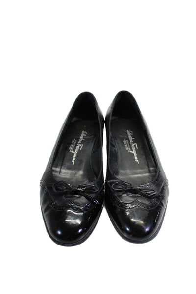 Salvatore Ferragamo Boutique Womens Leather Ballet Flats Black Size 8.5 B