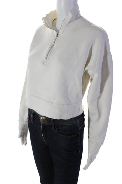 Reformation Womens Long Sleeve 1/2 Zip Mock Neck Sweater White Size XS