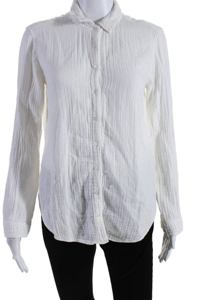 Xirena Womens Cotton Collared Long Sleeve Button Up Blouse Top White Size S