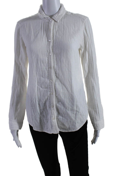 Xirena Womens Cotton Collared Long Sleeve Button Up Blouse Top White Size S