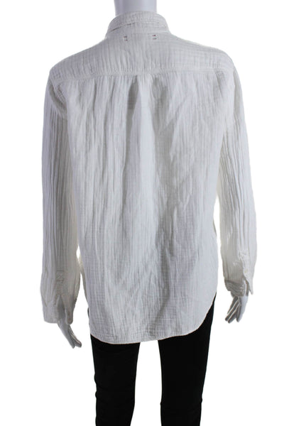 Xirena Womens Cotton Collared Long Sleeve Button Up Blouse Top White Size S