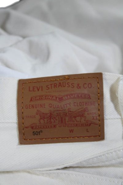 Levis Women's High Waist Distress Straight Leg Denim Pants Cream Size 25