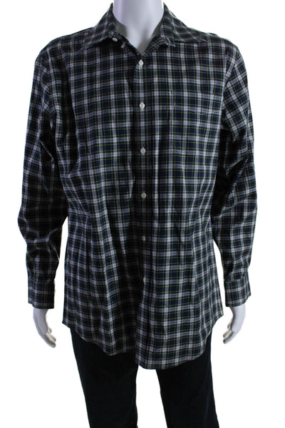 Lauren Ralph Lauren Mens Cotton Plaid Buttoned Long Sleeve Top Green Size EUR 34