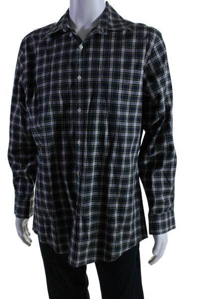 Lauren Ralph Lauren Mens Cotton Plaid Buttoned Long Sleeve Top Green Size EUR 34