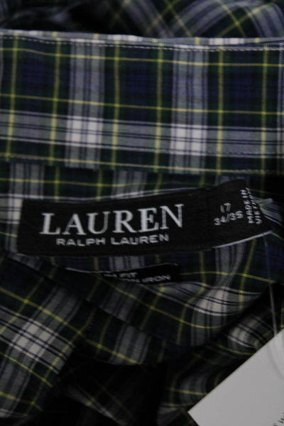 Lauren Ralph Lauren Mens Cotton Plaid Buttoned Long Sleeve Top Green Size EUR 34