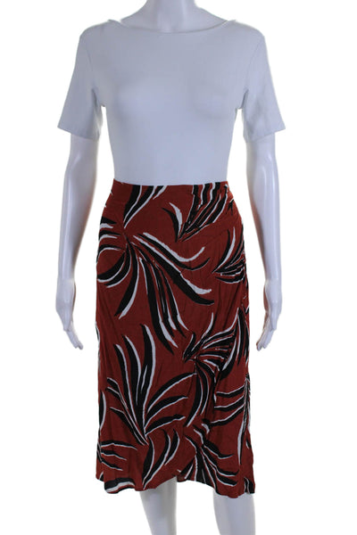 Evereve Womens Elastic Waistband Abstract Printed Skirt Burnt Orange Size XL