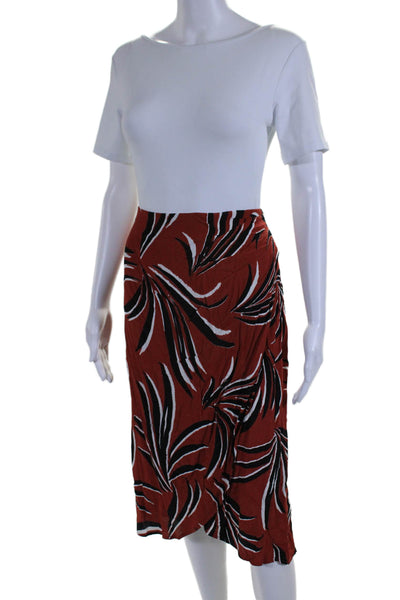 Evereve Womens Elastic Waistband Abstract Printed Skirt Burnt Orange Size XL