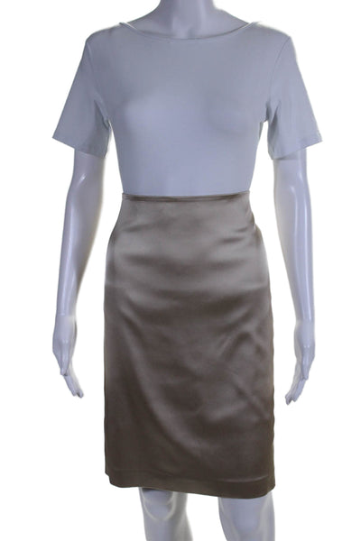 The Row Womens Knee Length Satin Pencil Skirt Brown Size 6