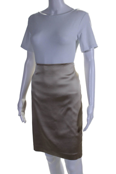 The Row Womens Knee Length Satin Pencil Skirt Brown Size 6