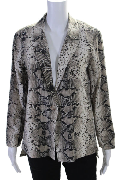 Elizabeth and James Womens Snakeskin Print Christopher Blazer White Black Size S