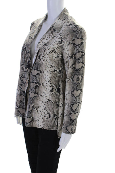 Elizabeth and James Womens Snakeskin Print Christopher Blazer White Black Size S