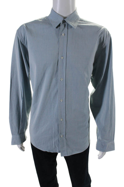 VERSUS by Versace Men's Collared Long Sleeves Button Down Shirt Blue Size 41