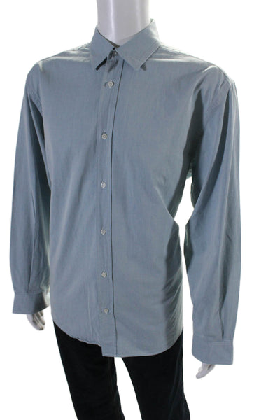 VERSUS by Versace Men's Collared Long Sleeves Button Down Shirt Blue Size 41