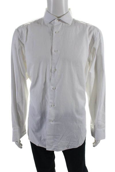 Salvatore Ferragamo Men's Long Sleeves Button Down Shirt White Size 16