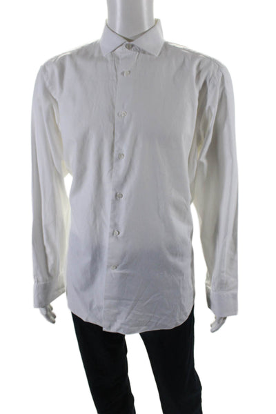 Salvatore Ferragamo Men's Long Sleeves Button Down Shirt White Size 16