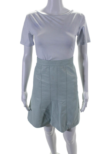 Moschino Cheap & Chic Womens Leather Lined Short A-Line Skirt Light Blue Size 8