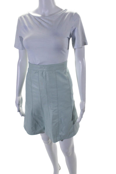 Moschino Cheap & Chic Womens Leather Lined Short A-Line Skirt Light Blue Size 8