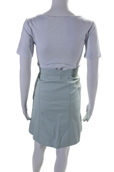 Moschino Cheap & Chic Womens Leather Lined Short A-Line Skirt Light Blue Size 8