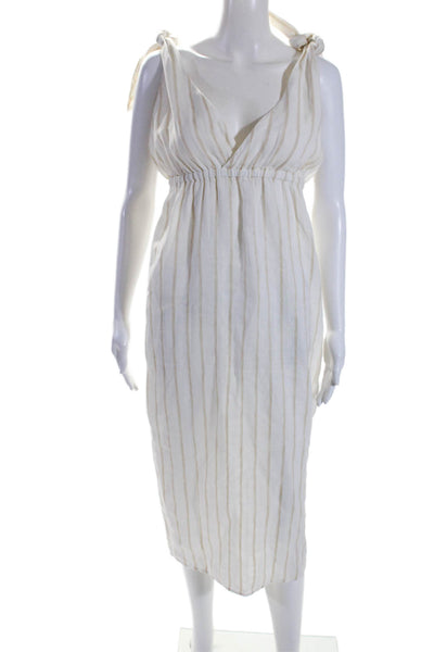 Mara Hoffman Womens Square Neck Striped Long Dress White Size Small