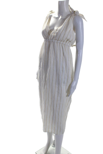 Mara Hoffman Womens Square Neck Striped Long Dress White Size Small