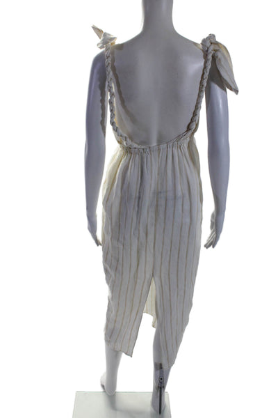 Mara Hoffman Womens Square Neck Striped Long Dress White Size Small