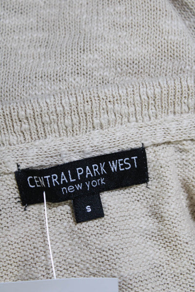 Central Park West Womens Sleeveless Collared Sweater Vest Beige Size Small